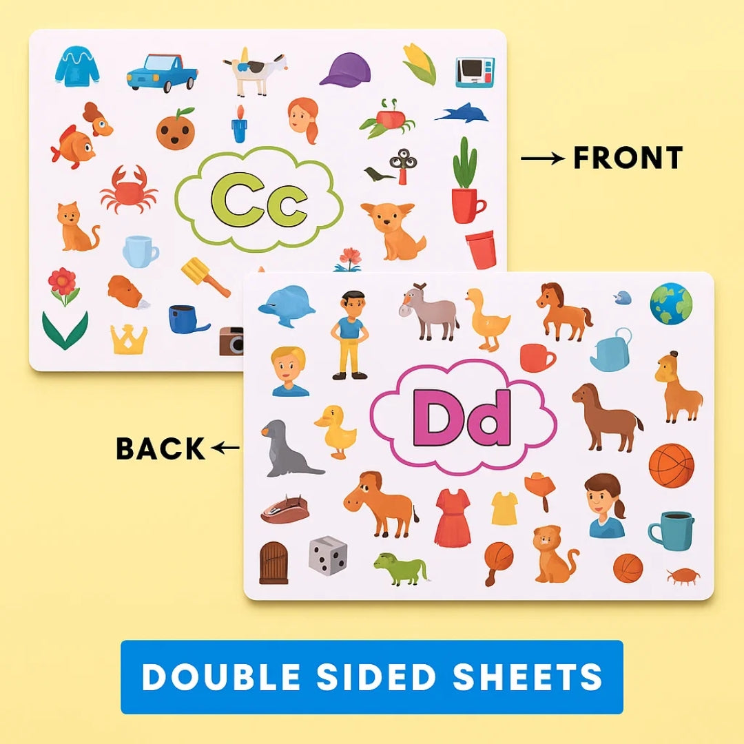 Alphabet A to Z Picture Search Activity with 26 Reusable Mats