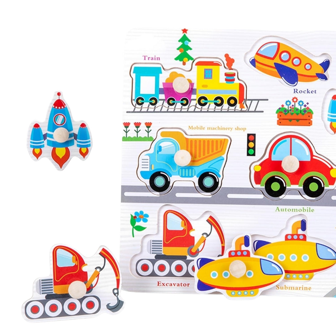 Wooden Vehicles Peg Puzzle with knobs