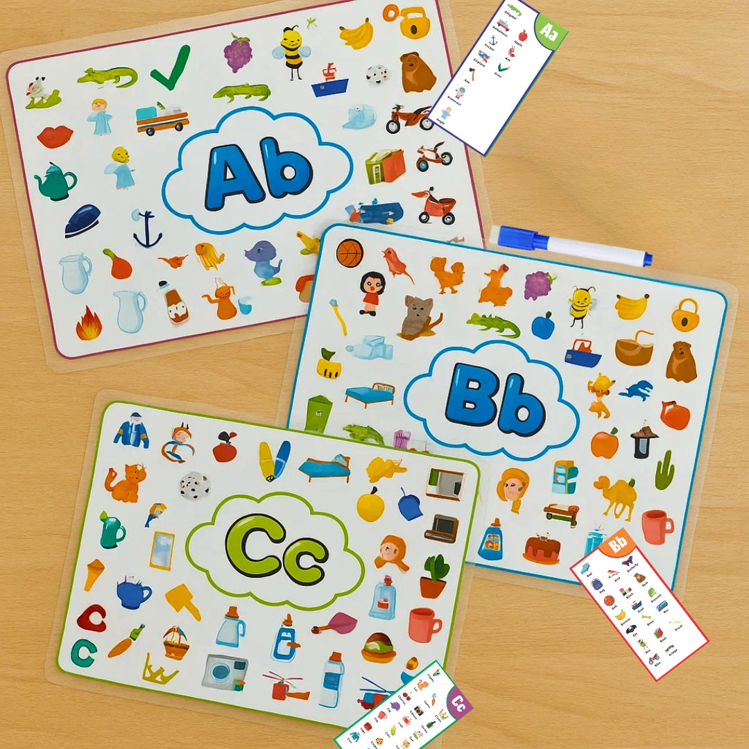 Alphabet A to Z Picture Search Activity with 26 Reusable Mats