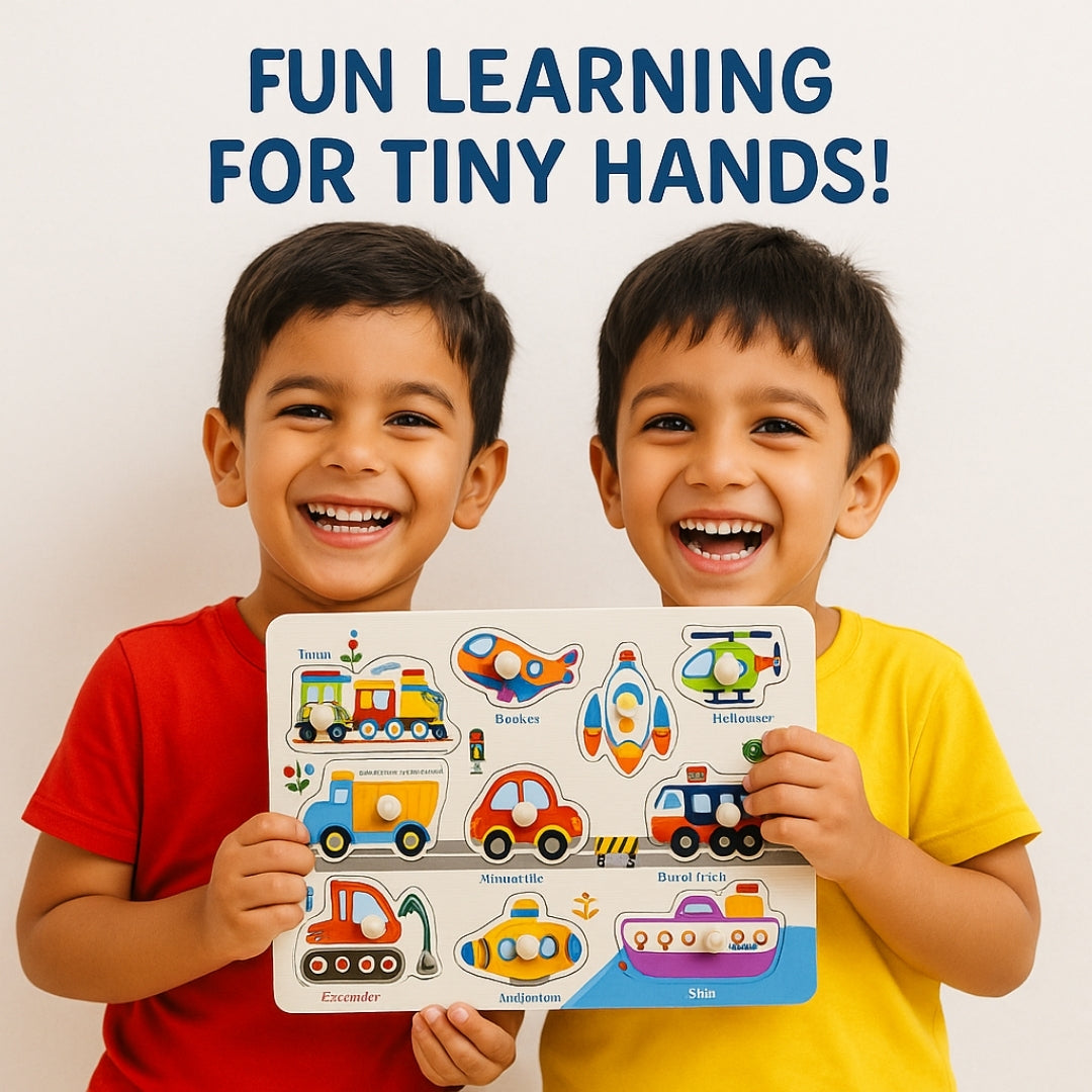 Wooden Vehicles Peg Puzzle with knobs