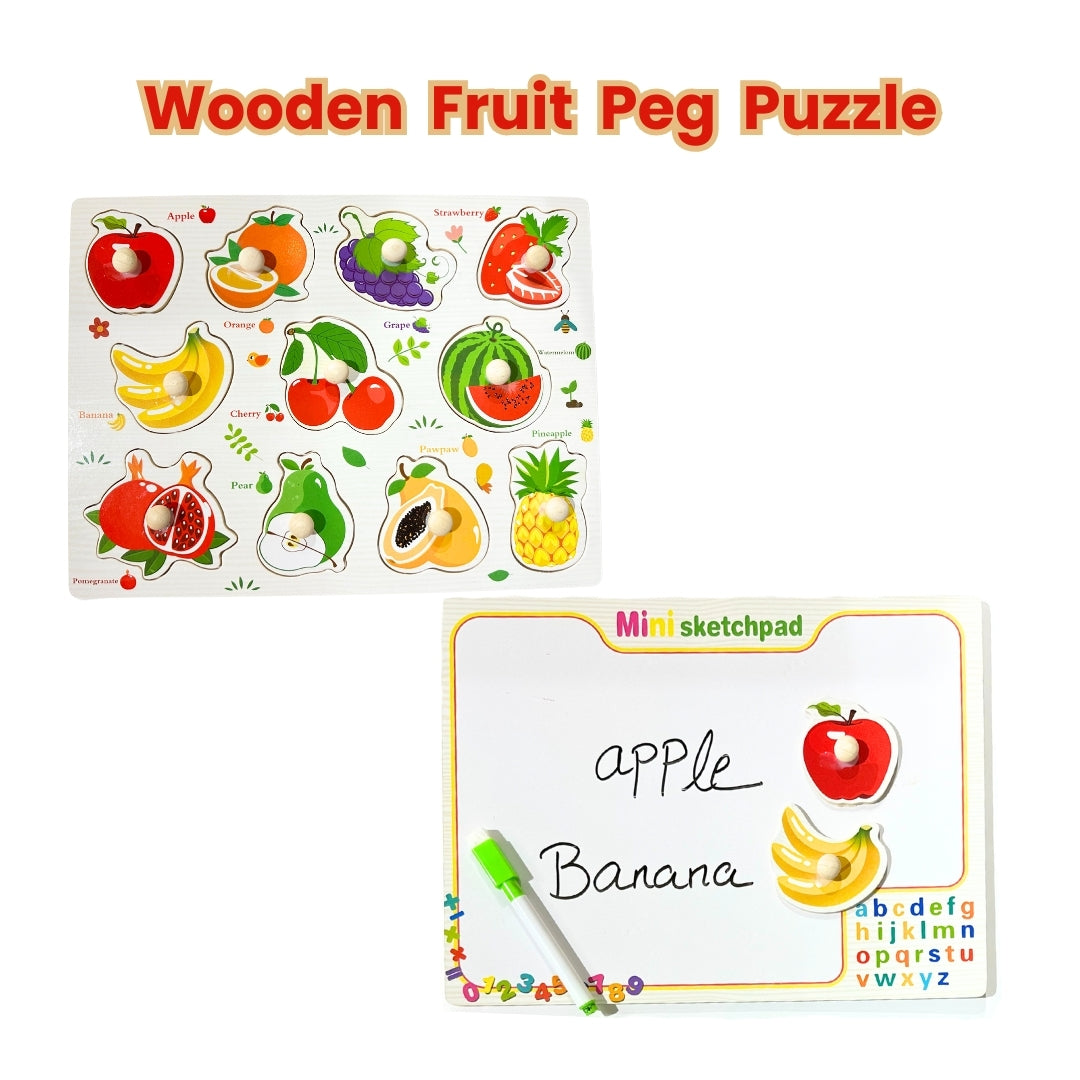 Wooden Fruits Peg Puzzle with Knobs