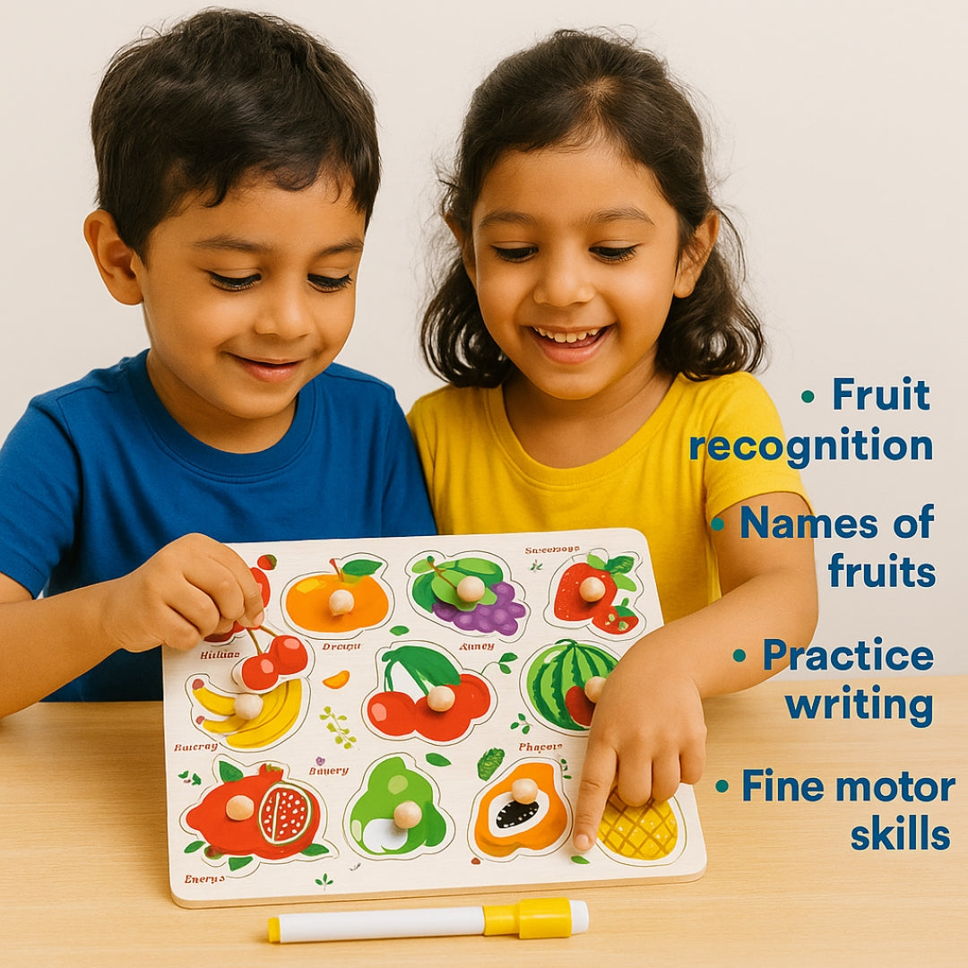 Wooden Fruits Peg Puzzle with Knobs