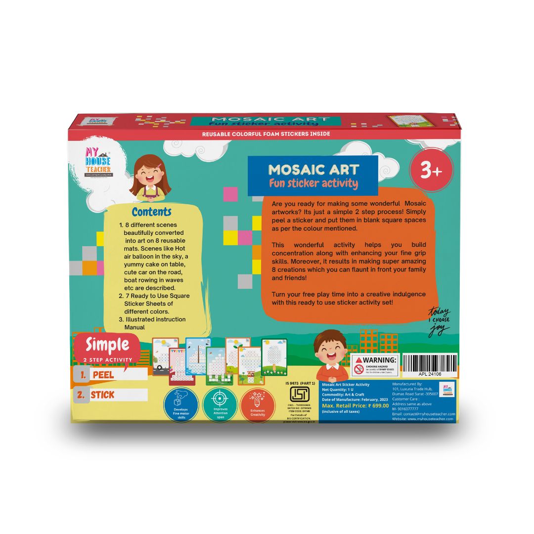 Mosaic Art Sticker Jumbo Activity - Pack of 10