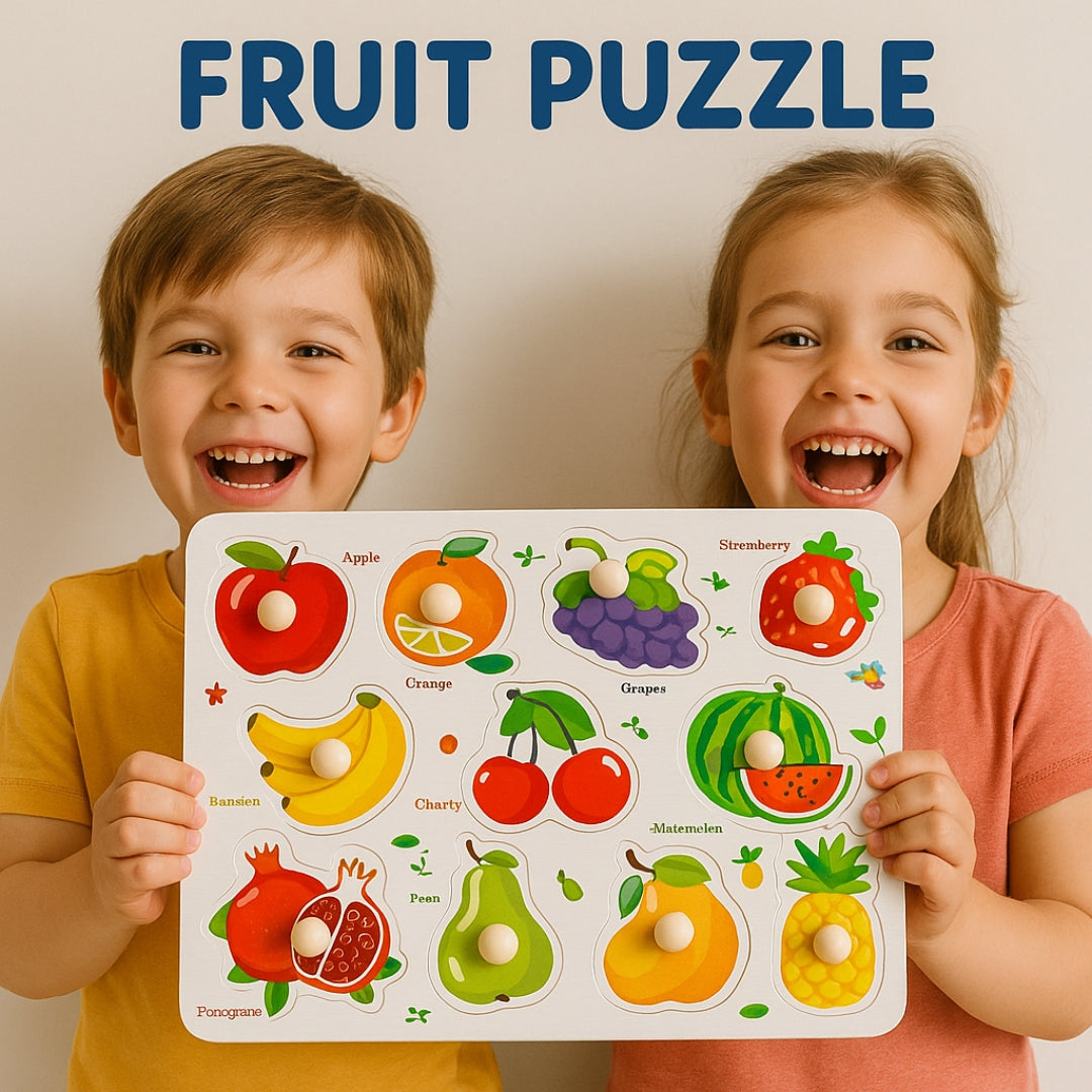 Wooden Fruits Peg Puzzle with Knobs