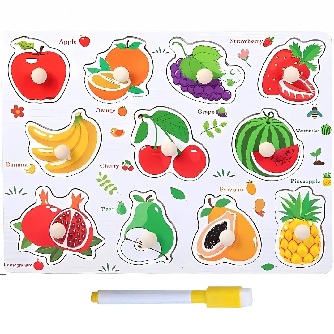Wooden Fruits Peg Puzzle with Knobs