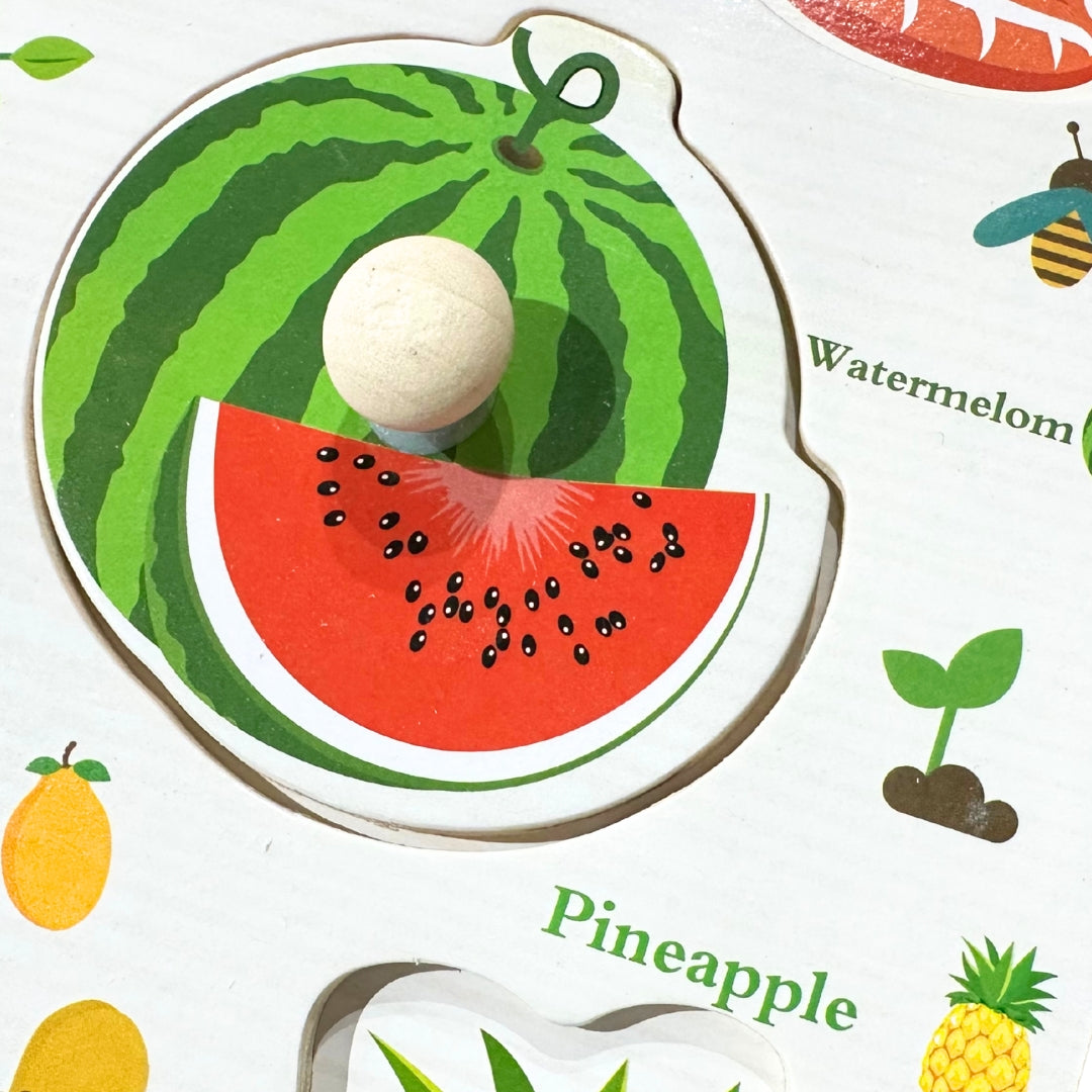 Wooden Fruits Peg Puzzle with Knobs