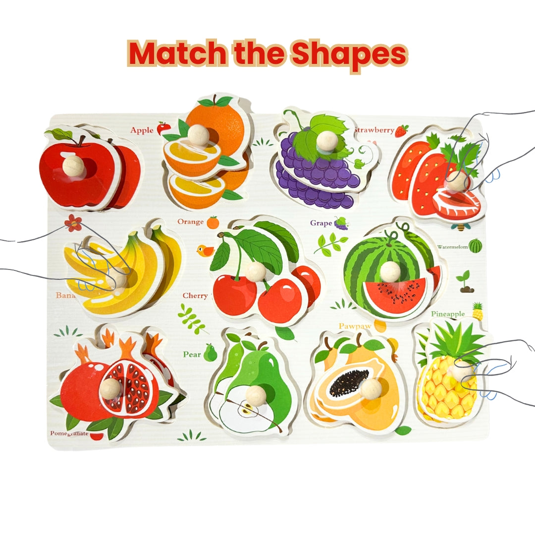 Wooden Fruits Peg Puzzle with Knobs