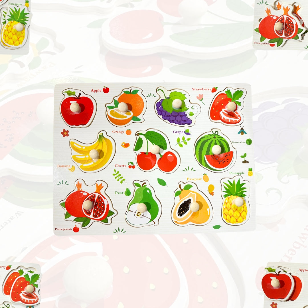 Wooden Fruits Peg Puzzle with Knobs