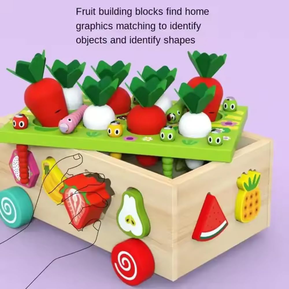 Wooden Montessori Fine Motor Toy – Carrot Harvest Game (32 Pcs Set)