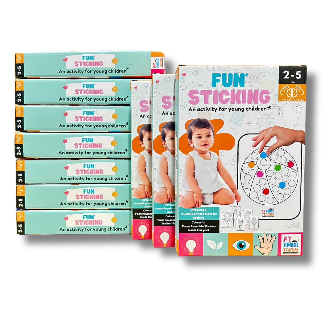 Fun Sticking Activity Box With Foam Stickers (Reusable)- Pack Of 10