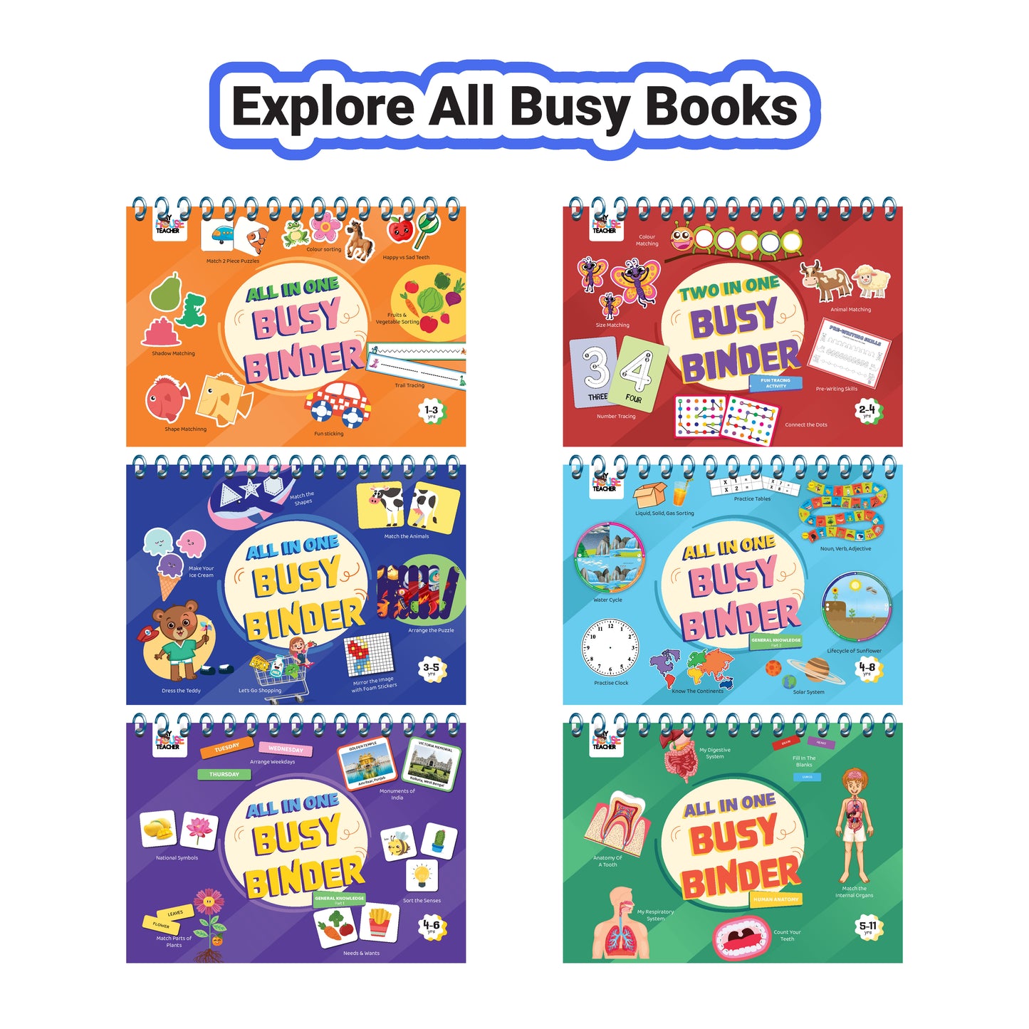 All in One Busy Binder for 3 to 5 years with logical brainy activities - Pack of 5