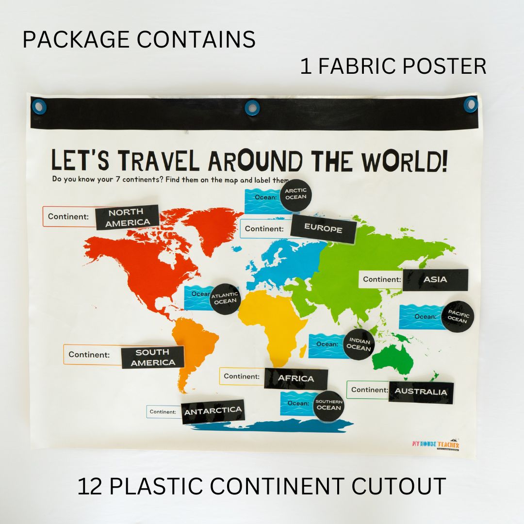 Continents And Oceans Fabric Poster (2 By 2.5 Feet)