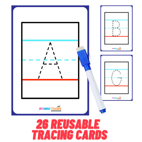 Capital A to Z Alphabet Tracing Reusable Flashcards