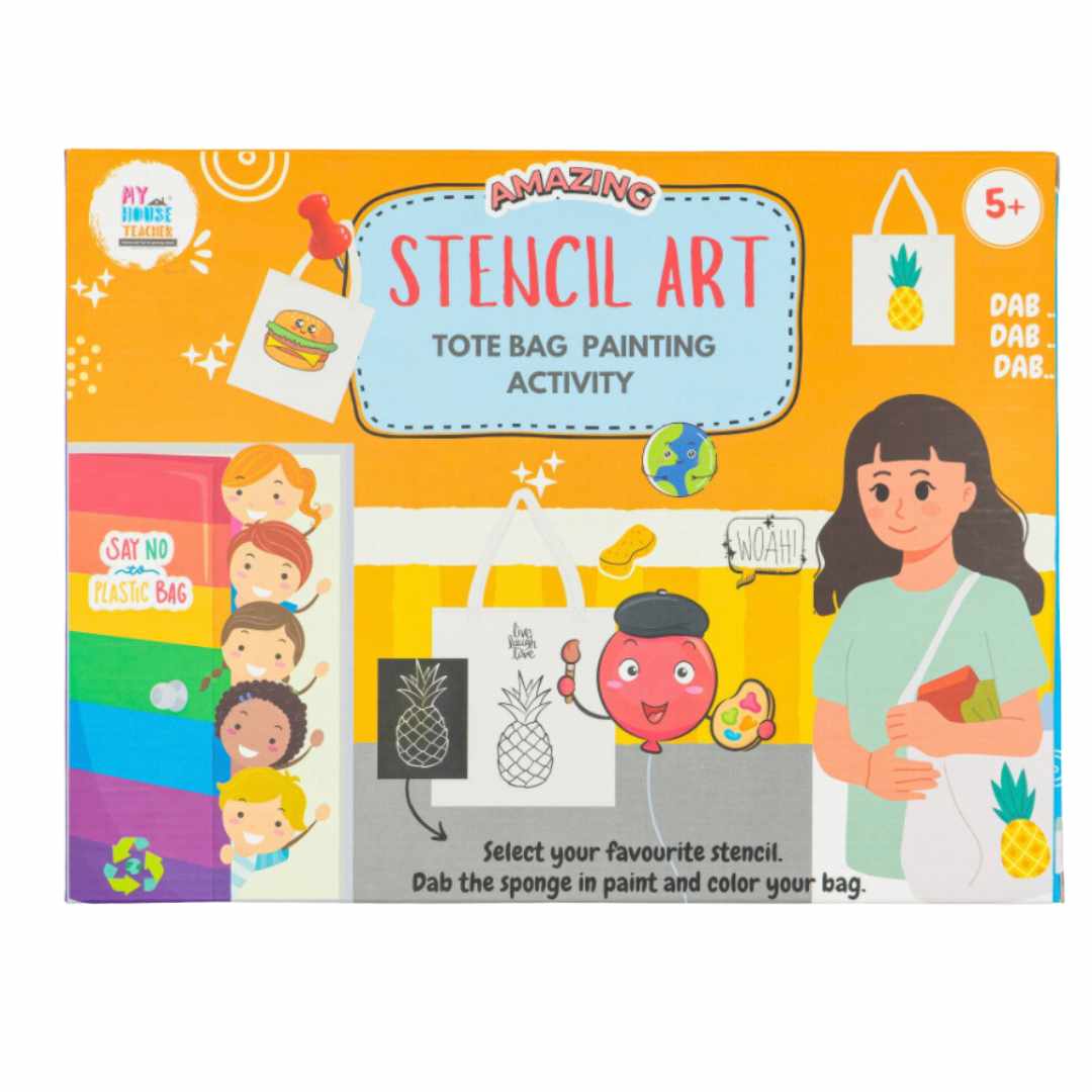 Stencil Art - Tote Bag Painting Kit, Educational Toys For Kids Learnin – My  House Teacher