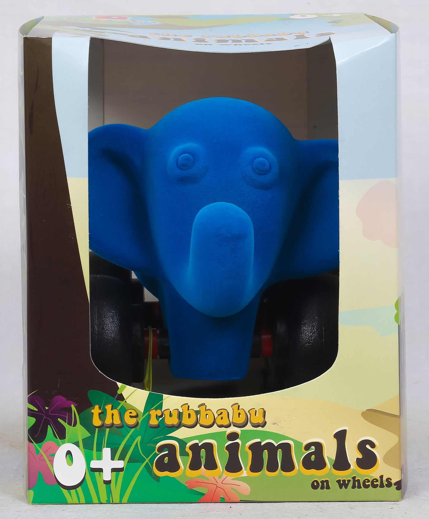 Rubbabu Free Wheel Aniwheel Toy Elephant Large - Blue Black