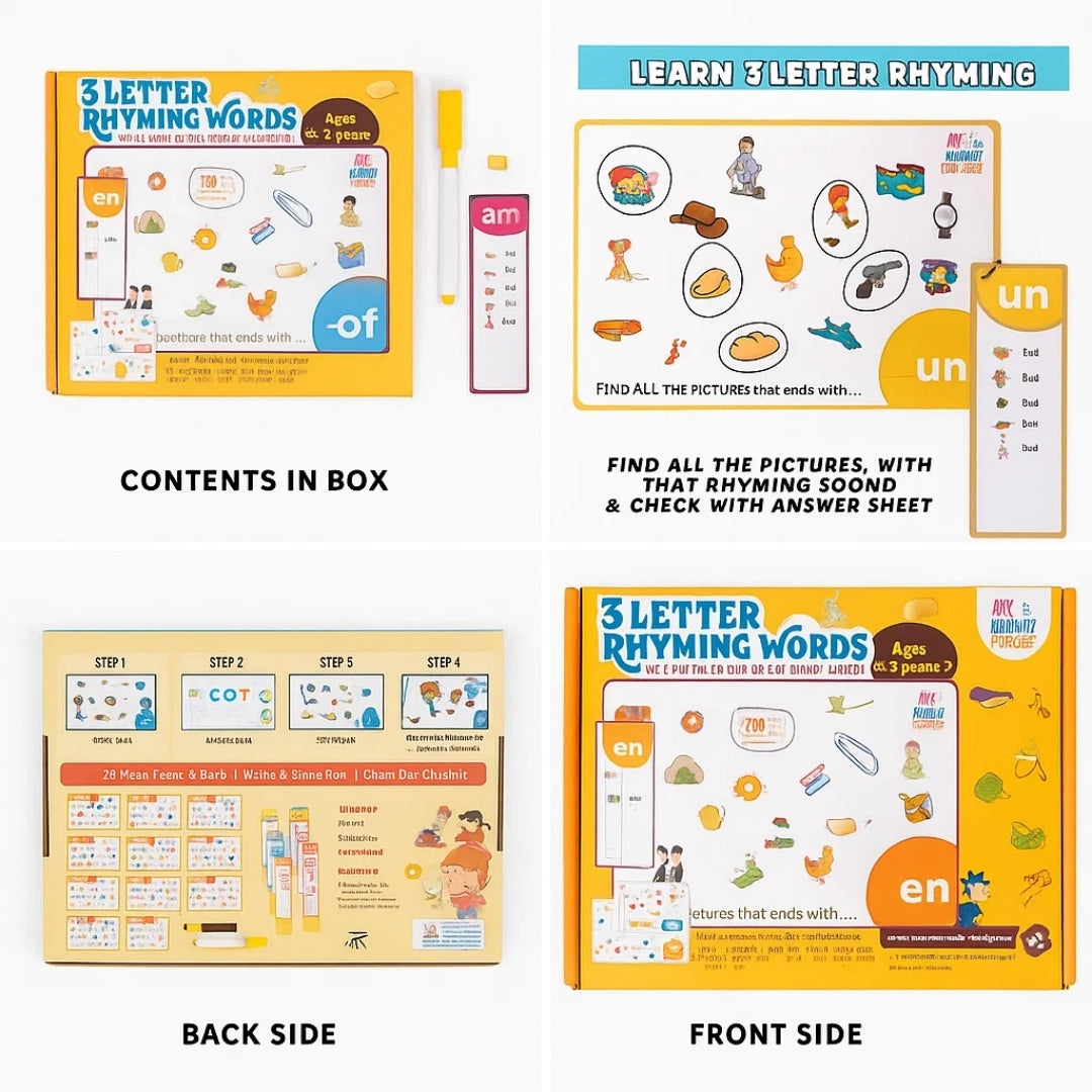 Three Letter Rhyming Words Learning Pack