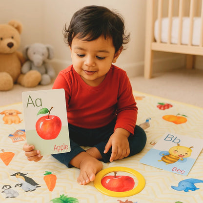 My Baby Soft Play Mat for Babies with 26 flashcards
