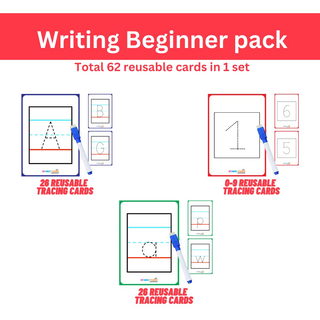 Writing Practice Big Size Reusable Flashcards Set