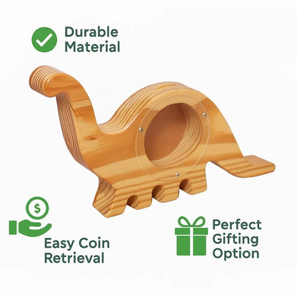 Wooden Dinosaur Money Bank