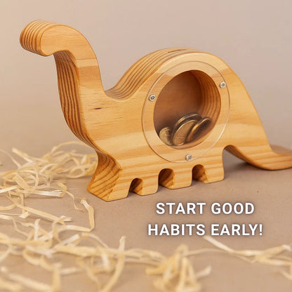 Wooden Dinosaur Money Bank
