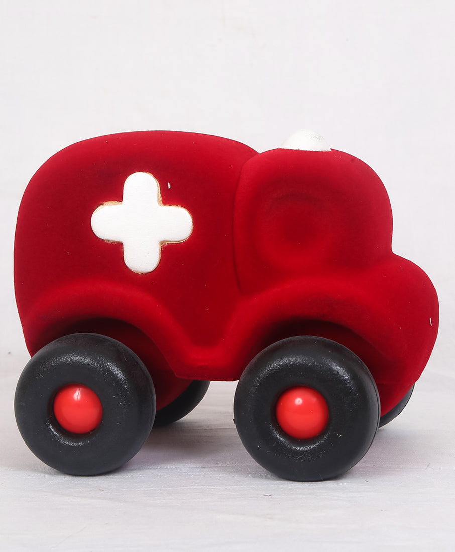 RUBBABU Natural Rubber Little Hopkinns The Ambulance Pull Along Toy- Red