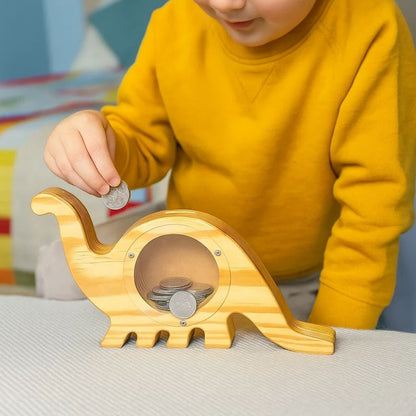 Wooden Dinosaur Money Bank