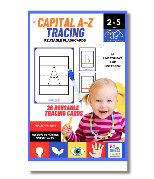 Capital A to Z Alphabet Tracing Reusable Flashcards