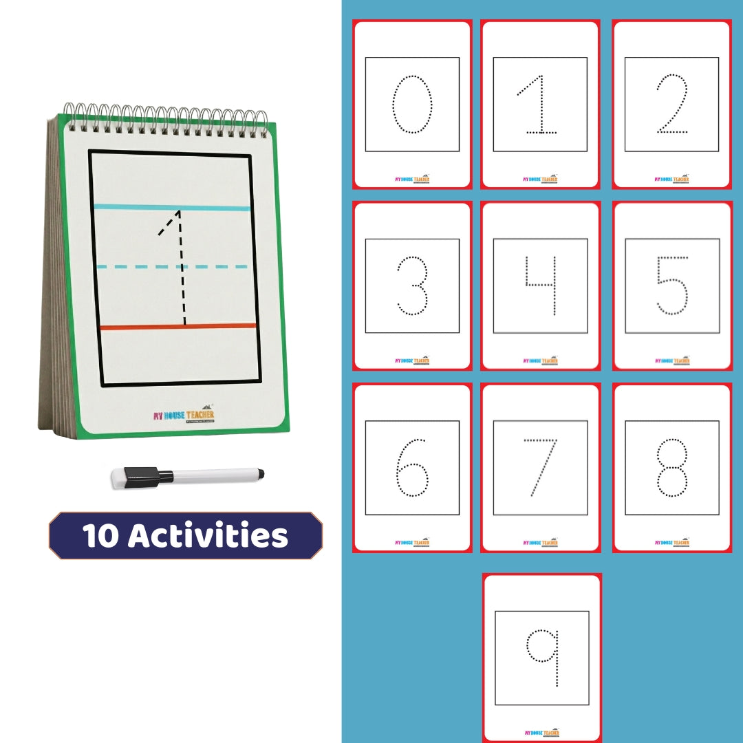 Numbers 0-9 Tracing Reusable Flashcards