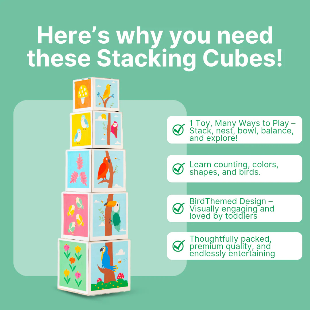 Nature Birds Theme – 5 Layer Stacking Cube (Age 1+)