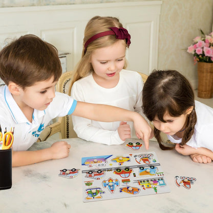 Wooden Vehicles Peg Puzzle with knobs