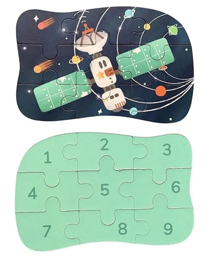 Space Theme Wooden Puzzle Set for Kids | Progressive Puzzle Metal Box