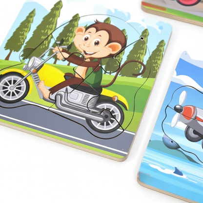 Wooden Jigsaw Puzzle Board for Kids (Set of 5)