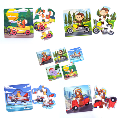 Wooden Jigsaw Puzzle Board for Kids (Set of 5)