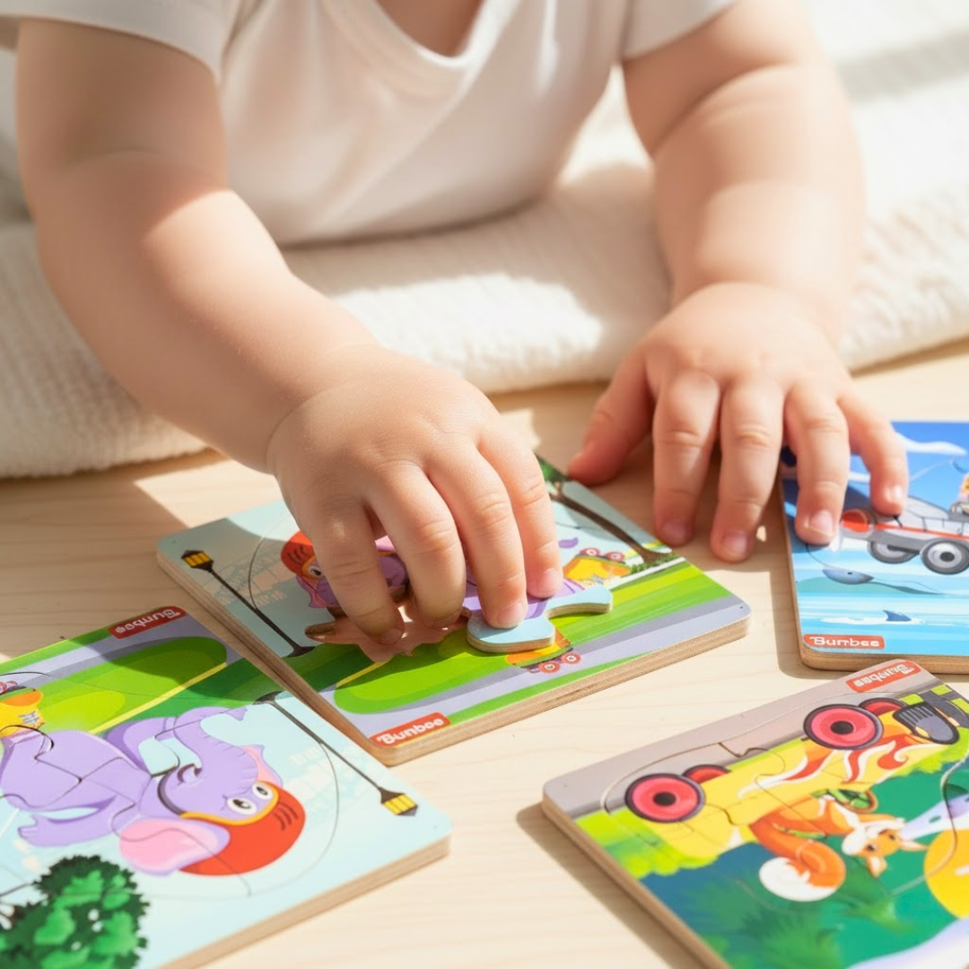 Wooden Jigsaw Puzzle Board for Kids (Set of 5)