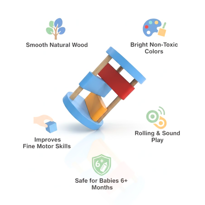 Wooden Clacker Rattle Toy for Babies