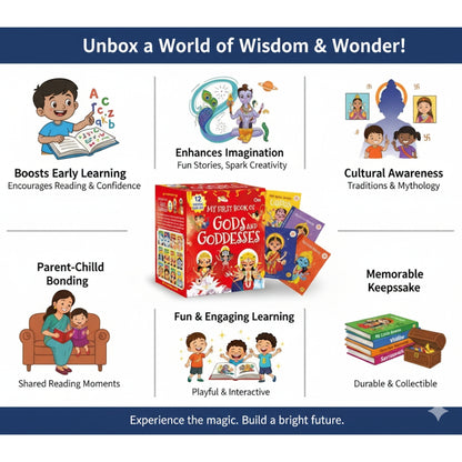 My First Book of Gods and Goddesses (Boxed Set) – Set of 12 Books | Illustrated Board Books on Hindu Mythology: Vaishno Devi | Krishna | Shiva | Ganesha | Hanuman | Lakshmi; for Ages 3+