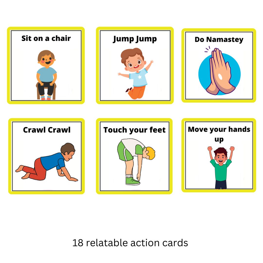 Actions Flash Cards for Toddlers I 18 Flash Cards for Babies 3 Months to 6 Years I Early Learning Material to Develop Attention, Focus and Concentration of Children