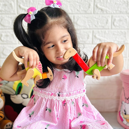 Premium Quality Wooden Dino Magnetic Blocks – 26 pcs