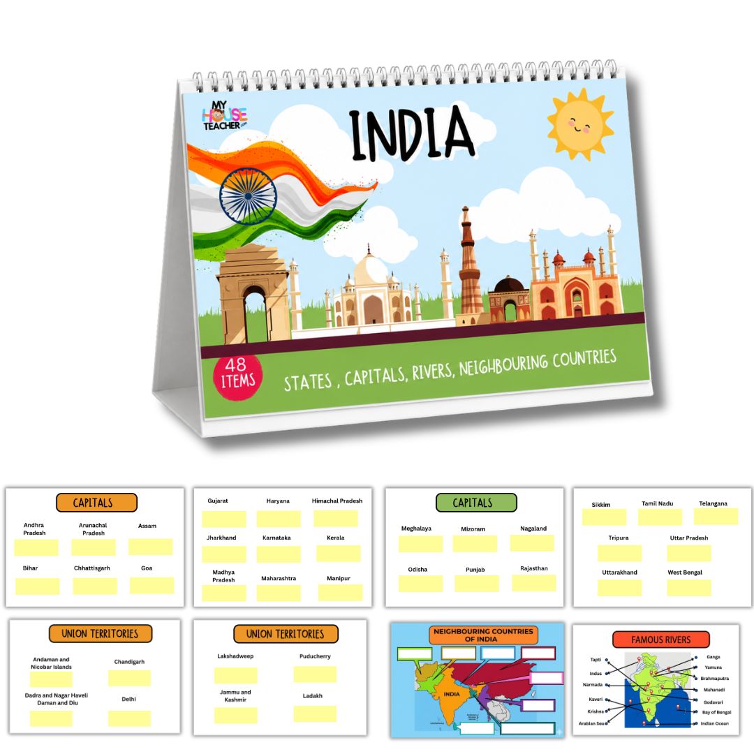 India Busy Book for Kids - Capitals, Neighbouring Countries and Rivers