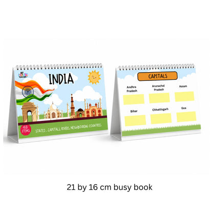 India Busy Book for Kids - Capitals, Neighbouring Countries and Rivers