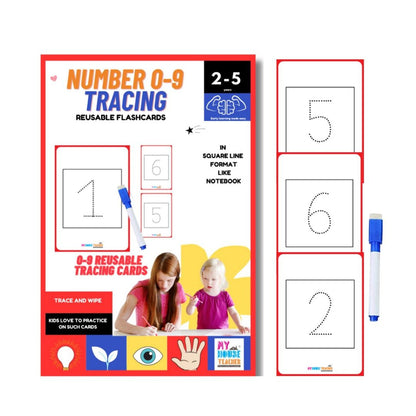 Numbers 0-9 Tracing Reusable Flashcards