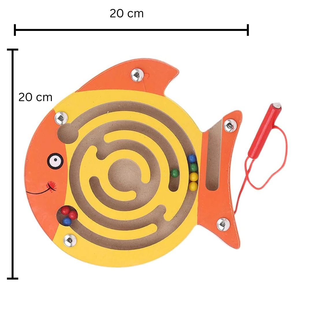 Wooden Magnetic Bead Maze for Kids - Fish