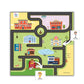 City Map Pretend Play - Non-Tearable Mat with Wooden Car and Community Helpers