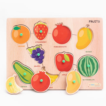Wooden Fruits Peg Puzzle with Knobs