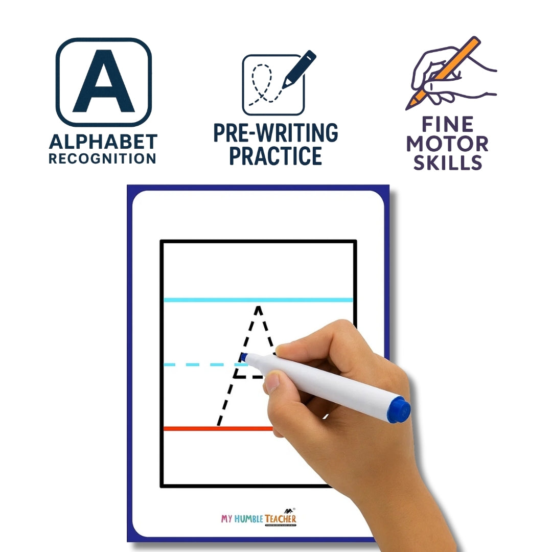 Capital A to Z Alphabet Tracing Reusable Flashcards