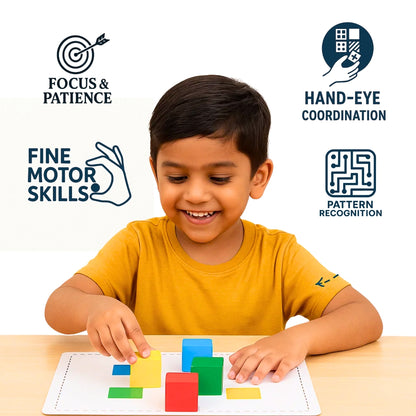 Pattern And Pincer Wooden Cube Activity Busy Bag