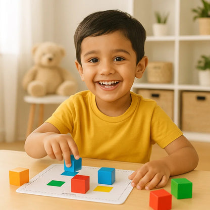 Pattern And Pincer Wooden Cube Activity Busy Bag