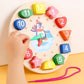 Wooden Learning Clock Toy with Lacing numbers