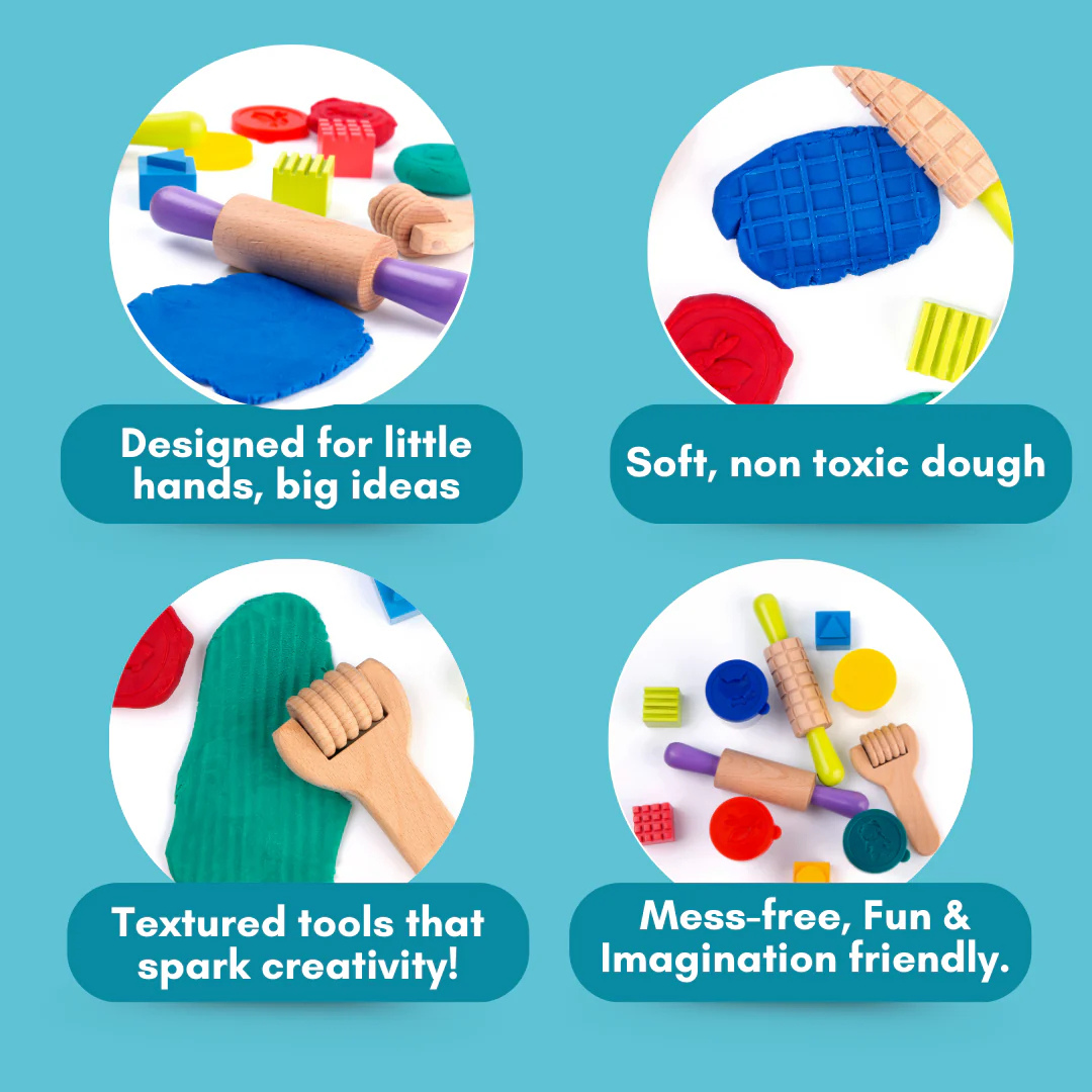 🎨 Dough Mould Tool Kit with Fun Shapes + 4 Clay Cups 🎨