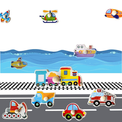 Wooden Vehicles Peg Puzzle with knobs
